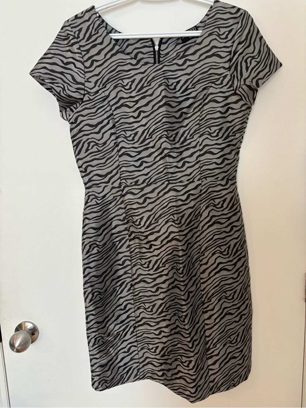 Soaked In Luxury - Women's Black and Silver Gray Zebra Print Dress - Size Medium